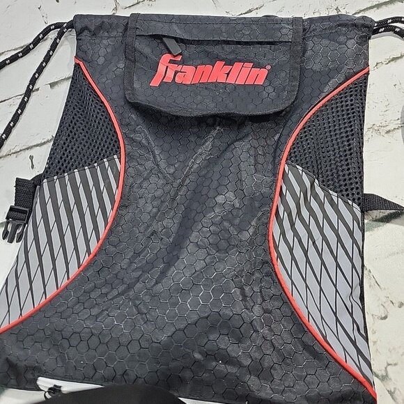 Franklin Deluxe Sport Sack String Backpack Black Red - Picture 4 of 10